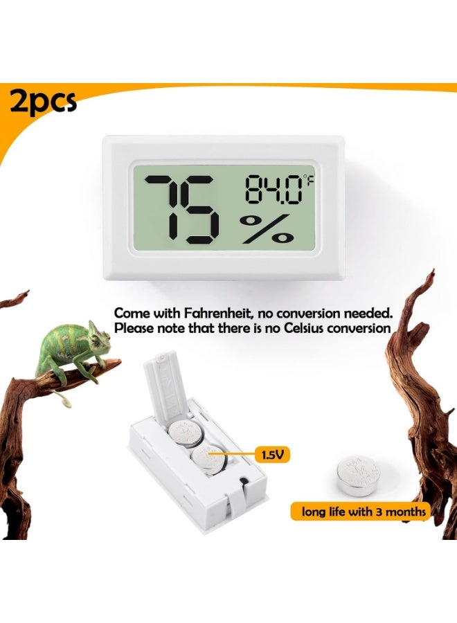 Meetion Bearded Dragon Accessories, 2 PCS Rectangle Reptile Thermometer and Humidity Gauge, Reptile Tank Accessories for Jumping Spider, Leopard Gecko, Hermit Crab, Gecko, Ball Python, Lizard - Image 4